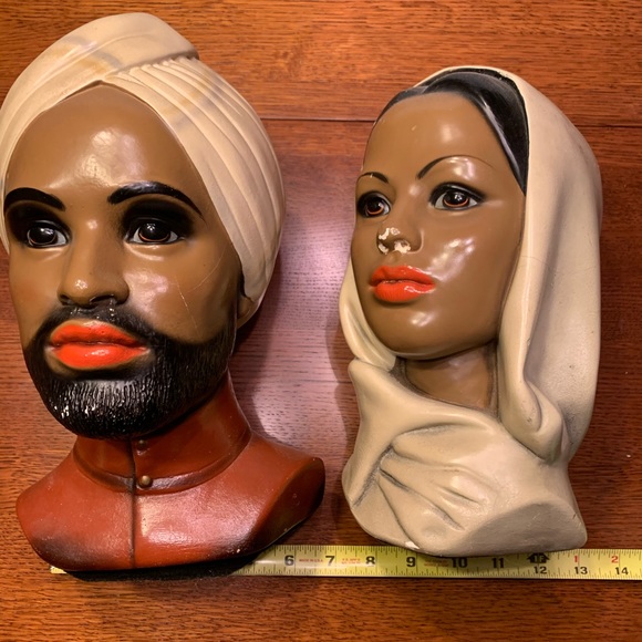 India Indian Busts Chalk Ware Retro 50’s- 60’s - Picture 7 of 7